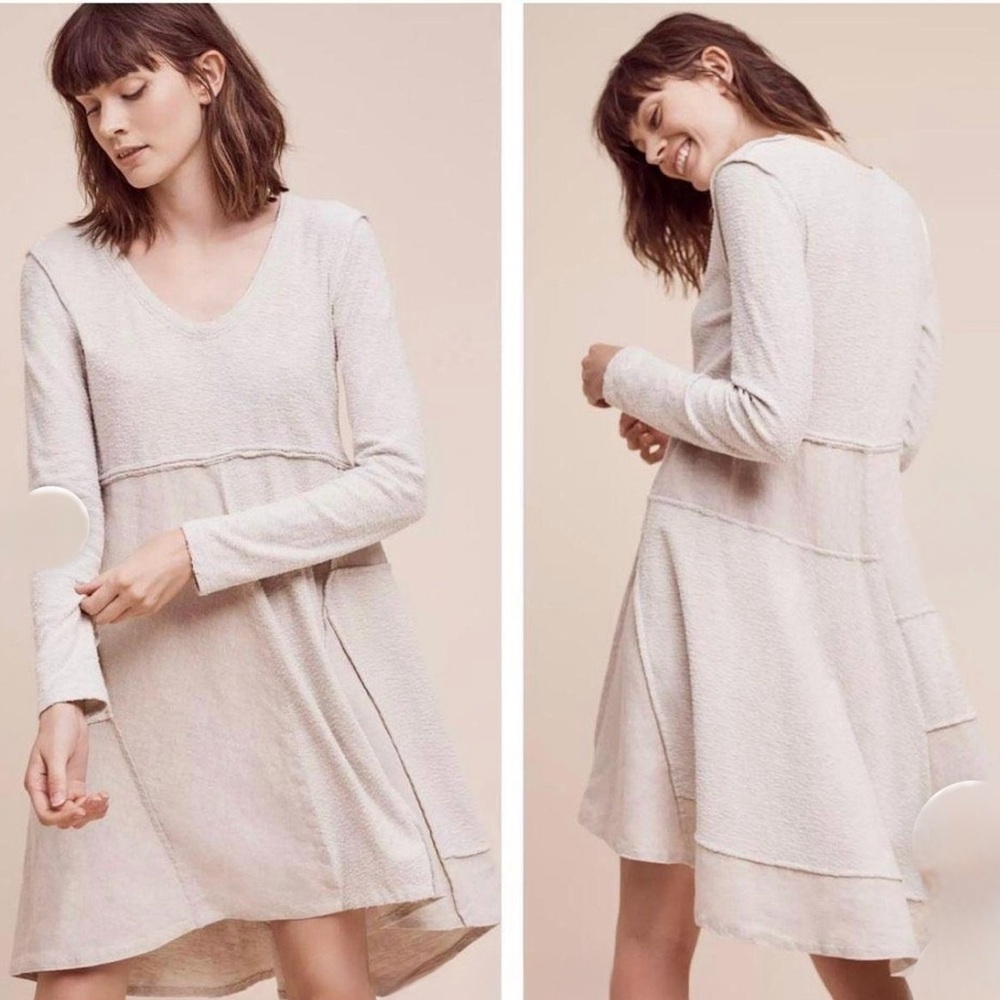 Maeve Elegant Cream Long-Sleeve Dress